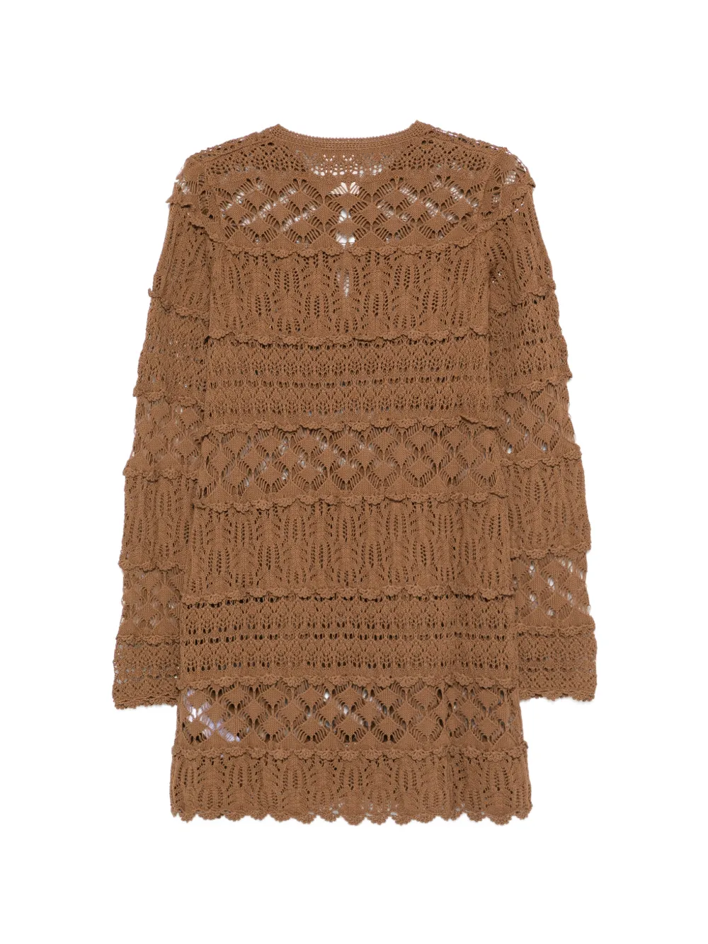  Semicouture Ruffled Openwork Mini Dress - Brown 
