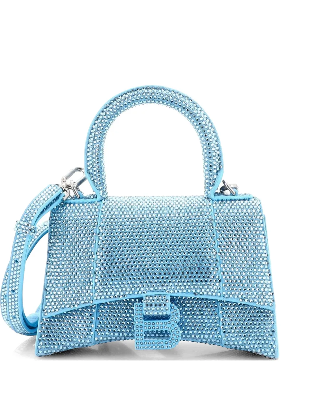 Balenciaga Pre-Owned Hourglass Top Handle Bag Suede with Crystals XS crossbody bag - Blu
