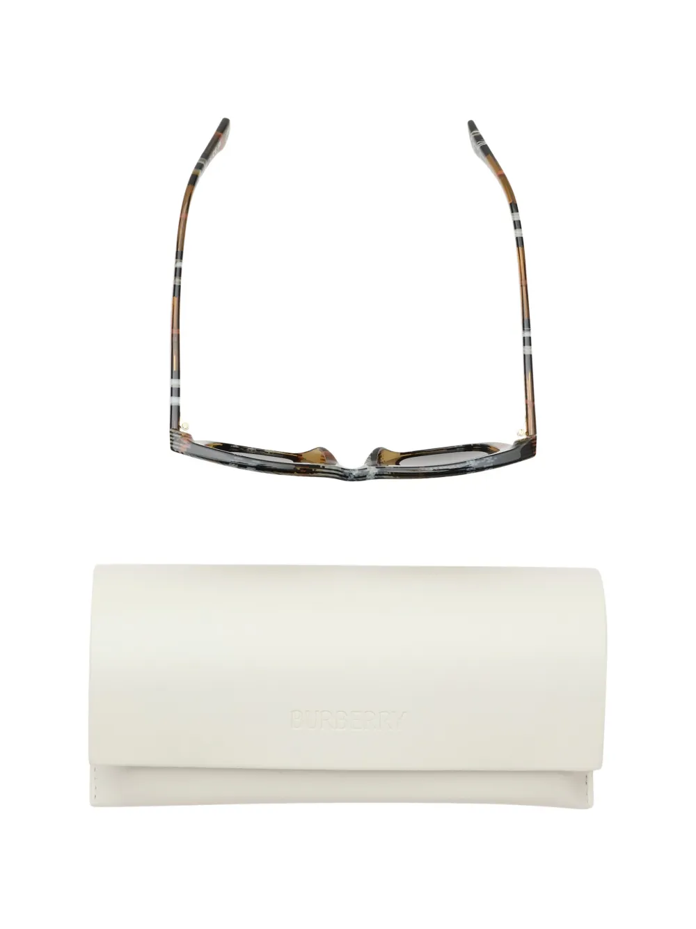  Burberry Kids Check Square Sunglasses - Neutrals 