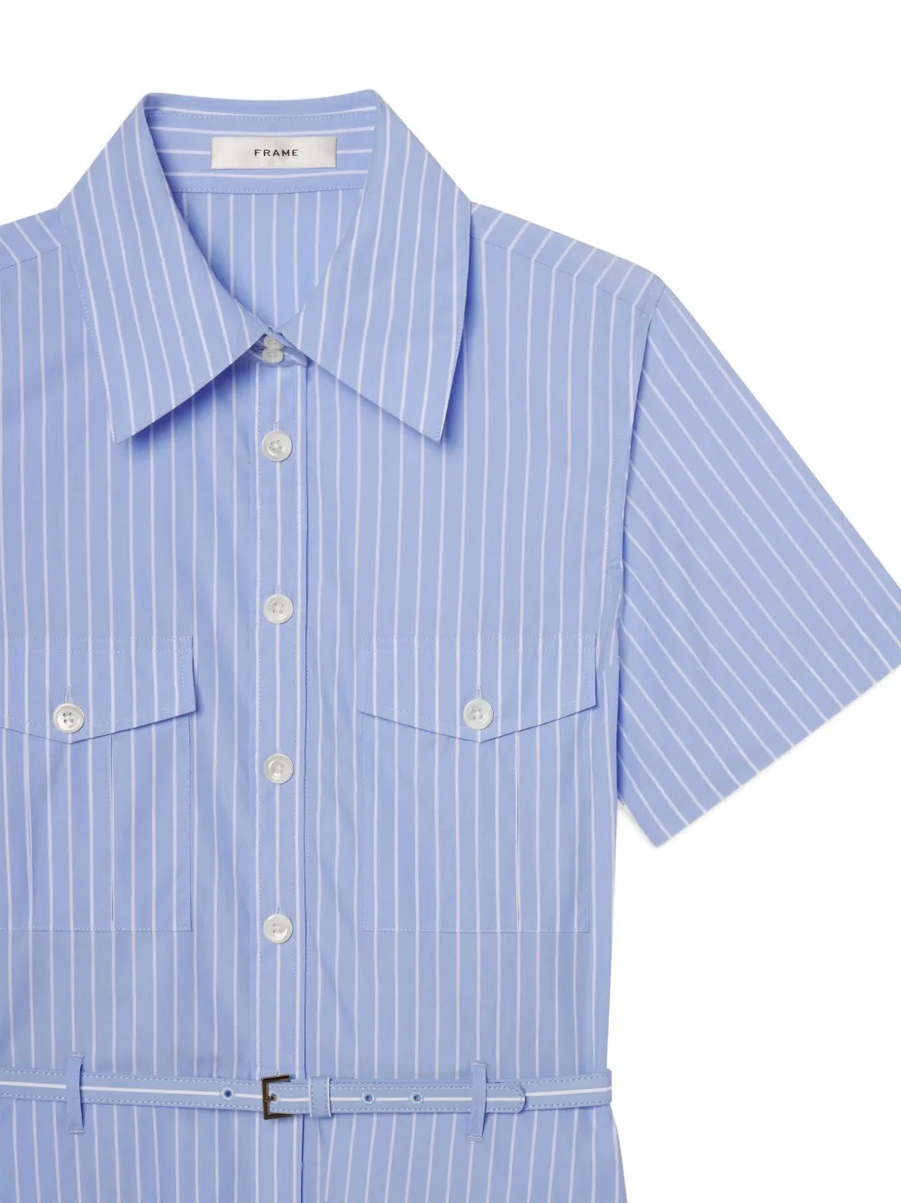  Frame Striped-pattern Belted Mini Dress - Blue 