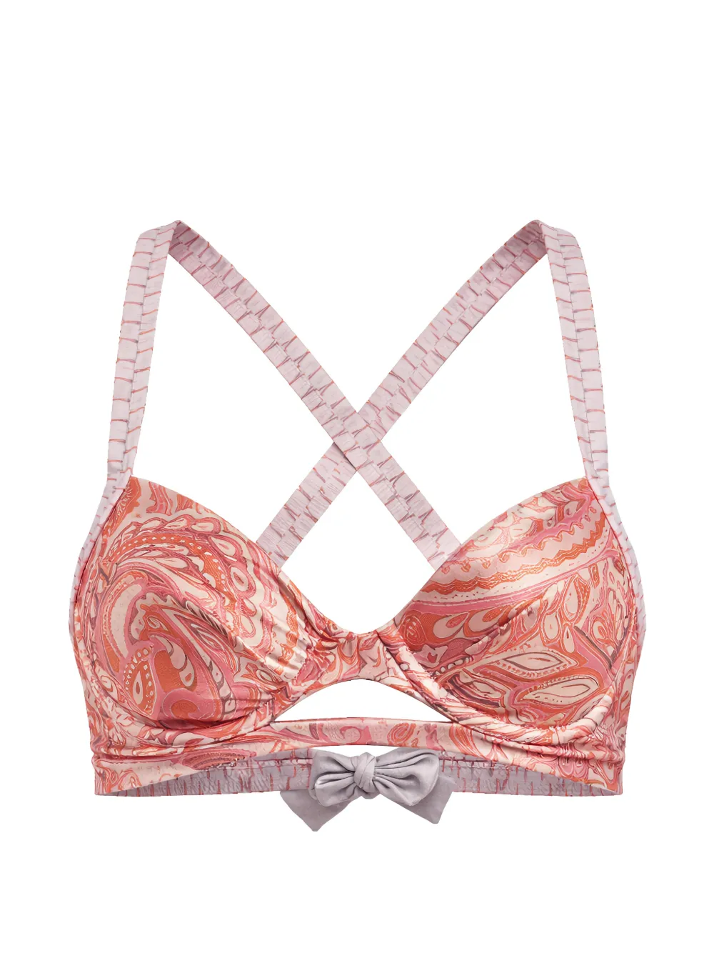 Del Maar Ruya Paisley-print Reversible Bikini Top In Orange