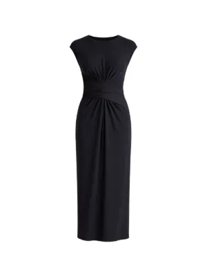 knee length dresses for ladies Noelle Twist Front Pleated Midi Dress