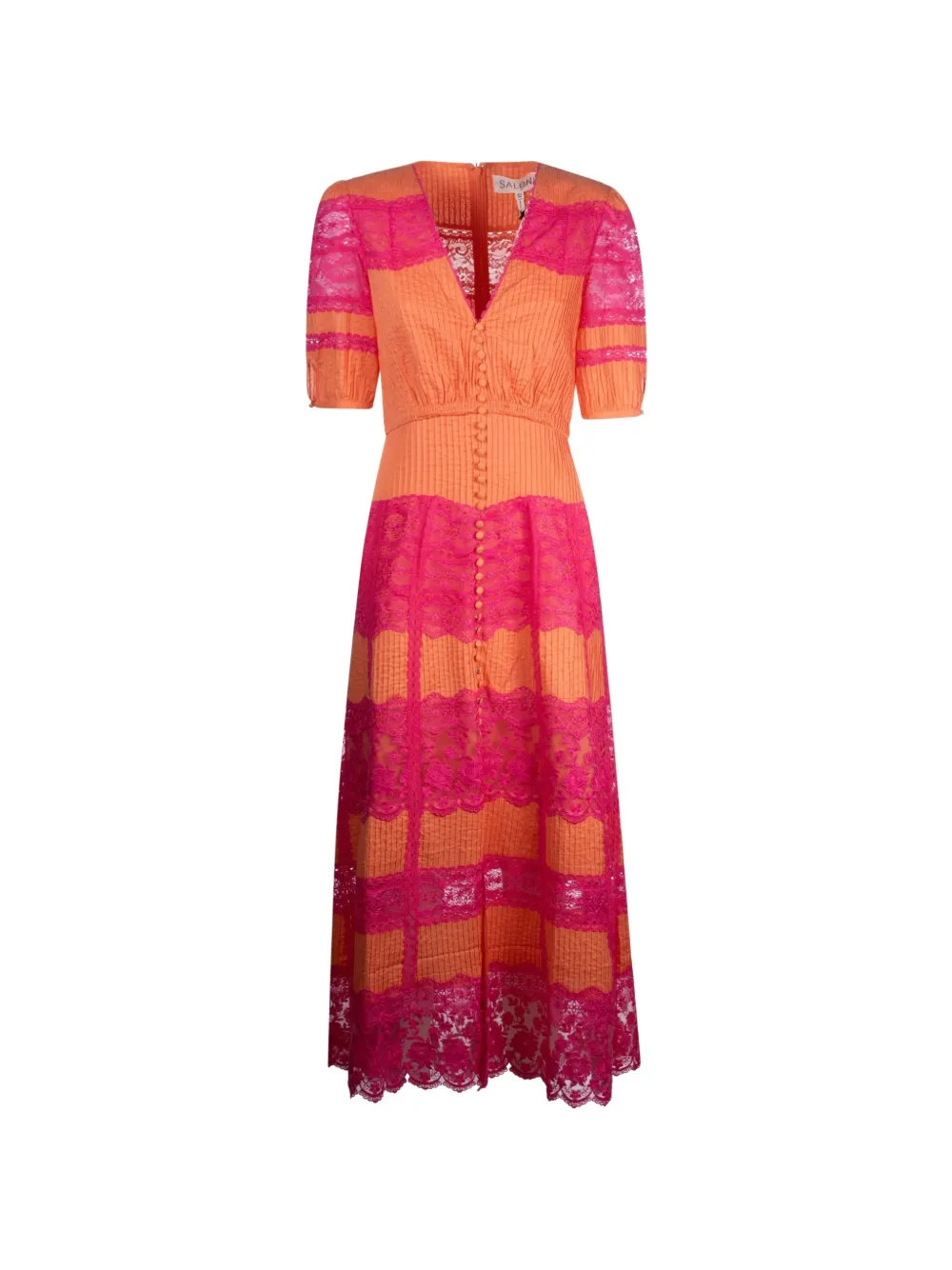 Saloni Lea lace V-neck maxi dress - Arancione