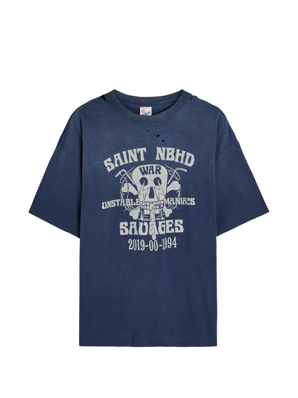 SAINT MXXXXXX x Neighborhood T-Shirt mit grafischem Print - Blau