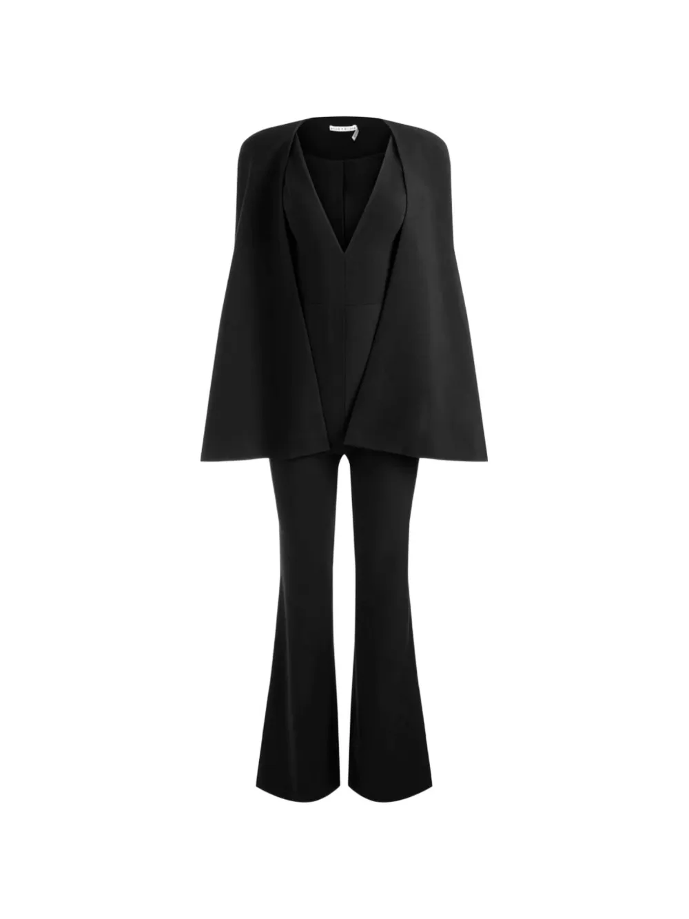 alice + olivia Nova deep V-neck cape jumpsuit set (set of two) - Nero