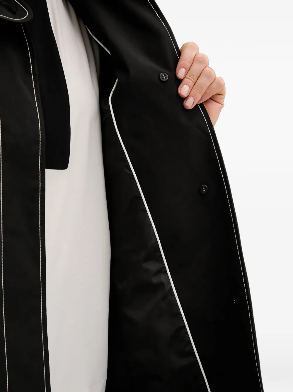 DKNY contrast-stitch belted trench coat Zwart
