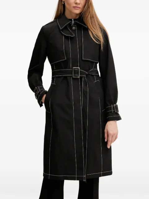 DKNY contrast-stitch belted trench coat