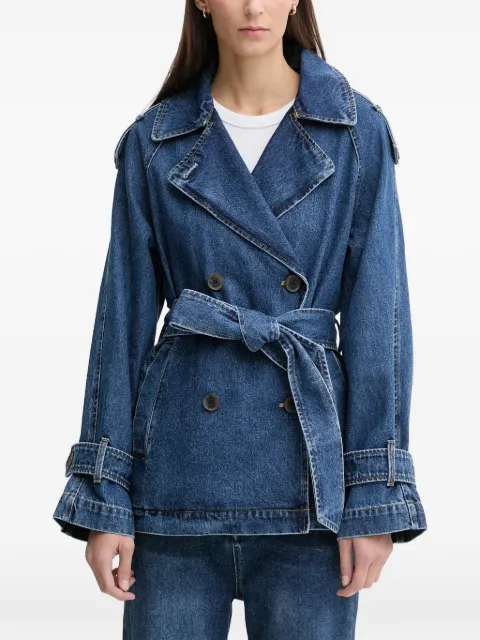 DKNY double-breasted belted denim coat