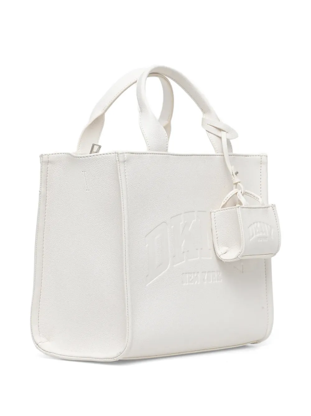  Dkny Logo-embossed Charm Tote Bag - White 
