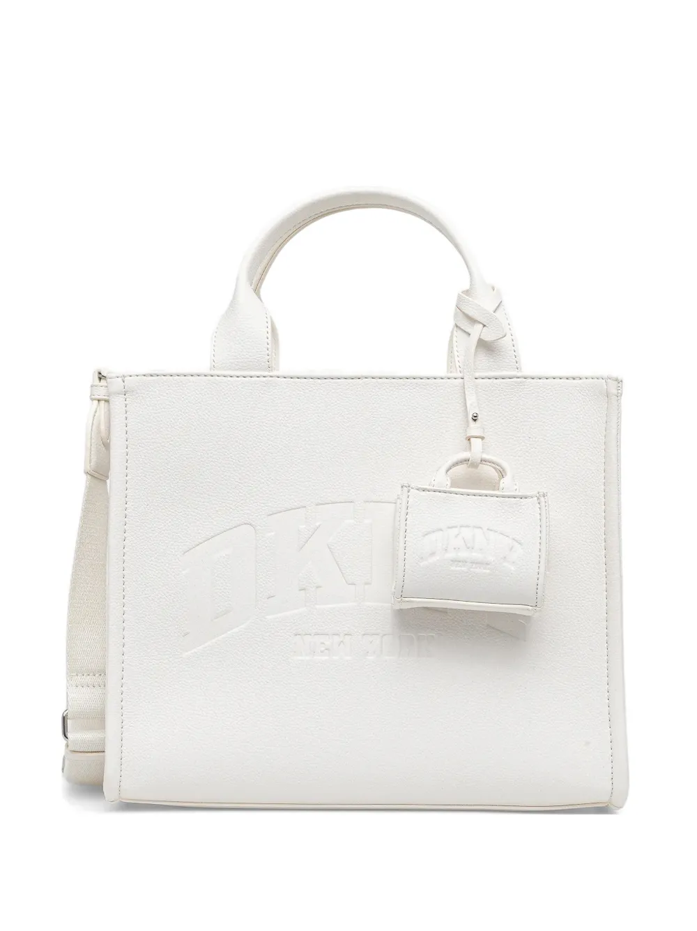 DKNY logo-embossed charm tote bag - Bianco