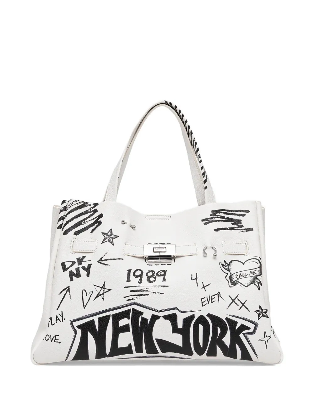 DKNY graffiti-print tote bag - Bianco