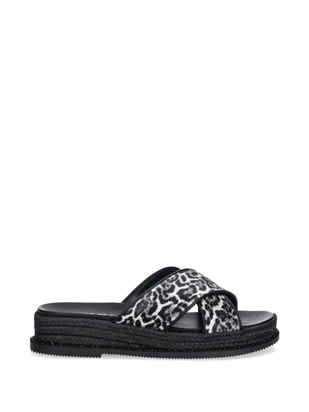 DKNY Berries cross-strap leopard-print slides - Nero