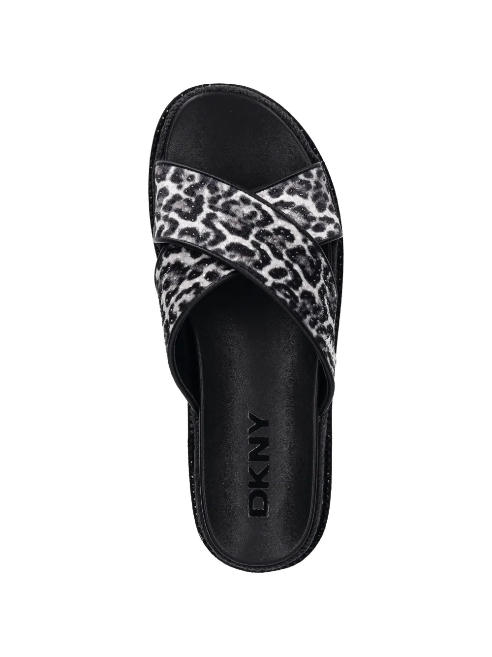 DKNY Berries cross-strap leopard-print slides Zwart