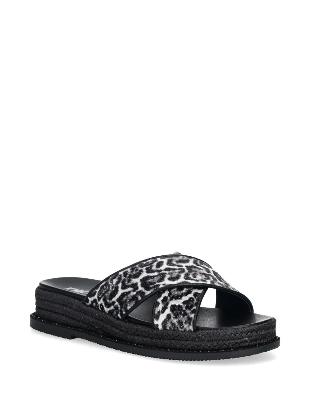 DKNY Berries cross-strap leopard-print slides Zwart