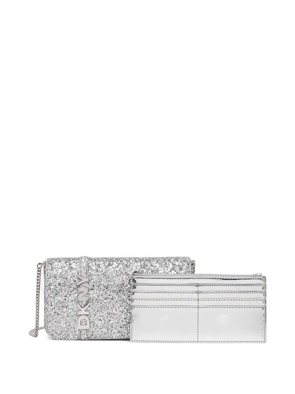  Dkny Glitter Chain Crossbody Bag - Silver 