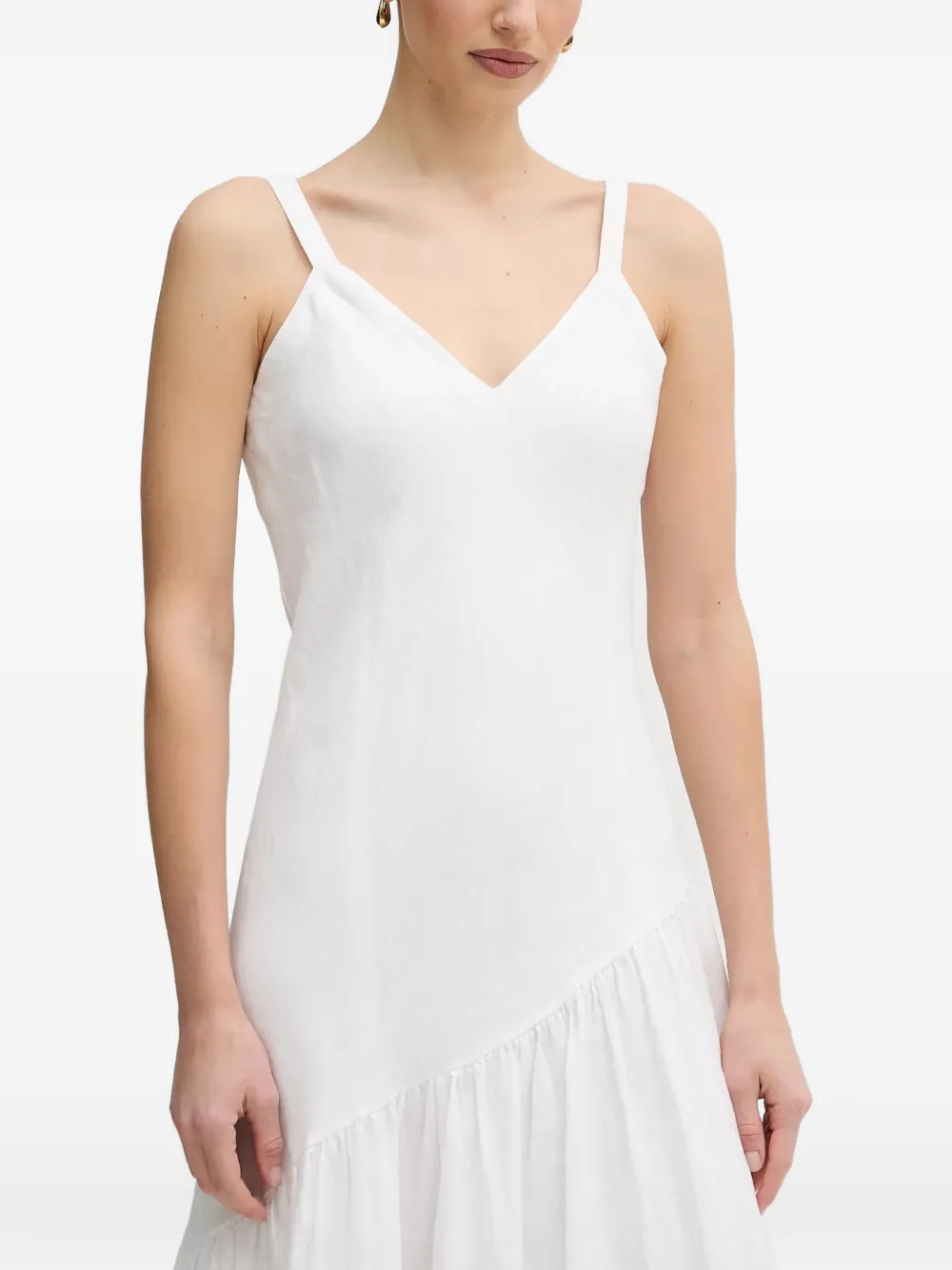 DKNY V-neck ruffled midi dress - Bianco