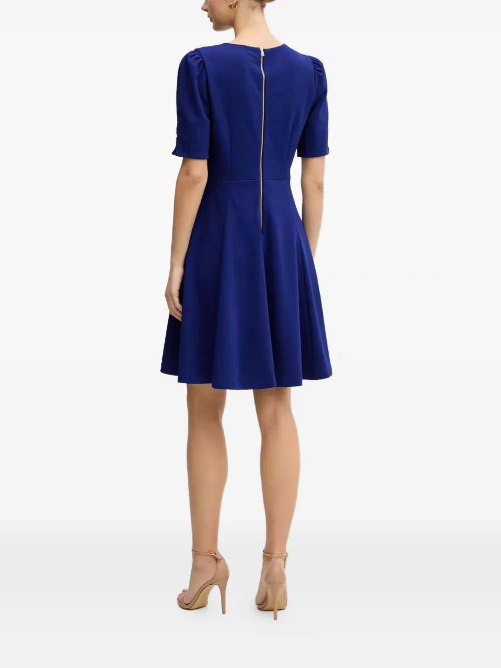 DKNY Mini-jurk met pofmouwen en V-hals Blauw