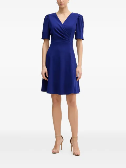 DKNY puff-sleeve V-neck mini dress