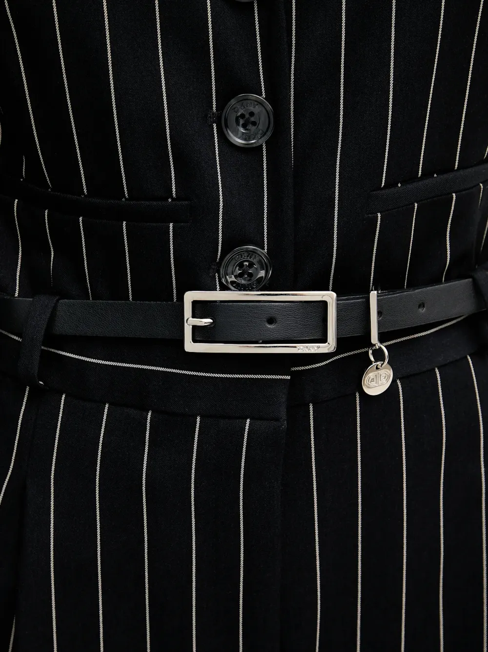 striped belted jumpsuit