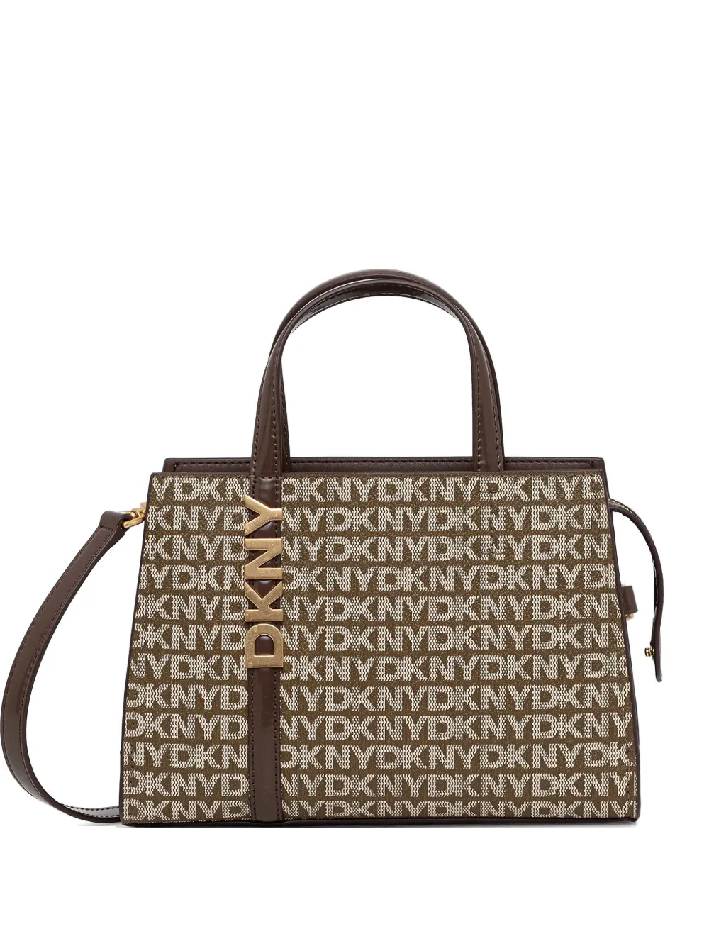 DKNY logo-pattern satchel - Marrone