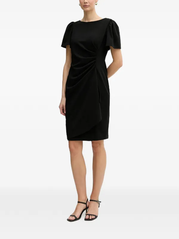 dkny women's open sleeve ruched sheath dress DKNY by Donna Karan Scuba Crepe Short Sleeve Ruched Sheath Dress, Womens, 6, Misty Blue