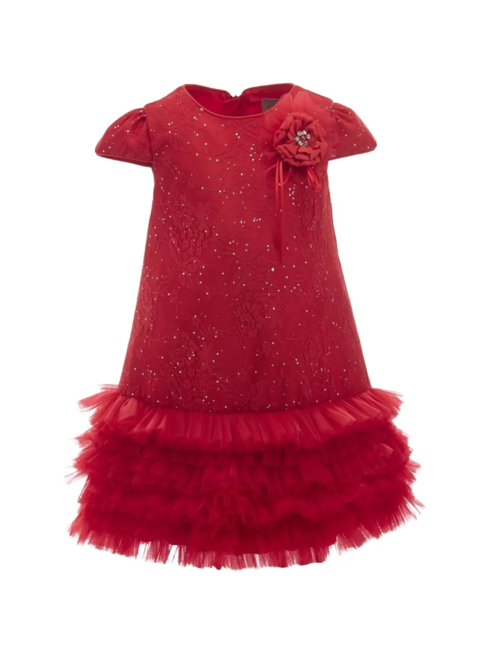 Tulleen Abito Empire con glitter - Rosso