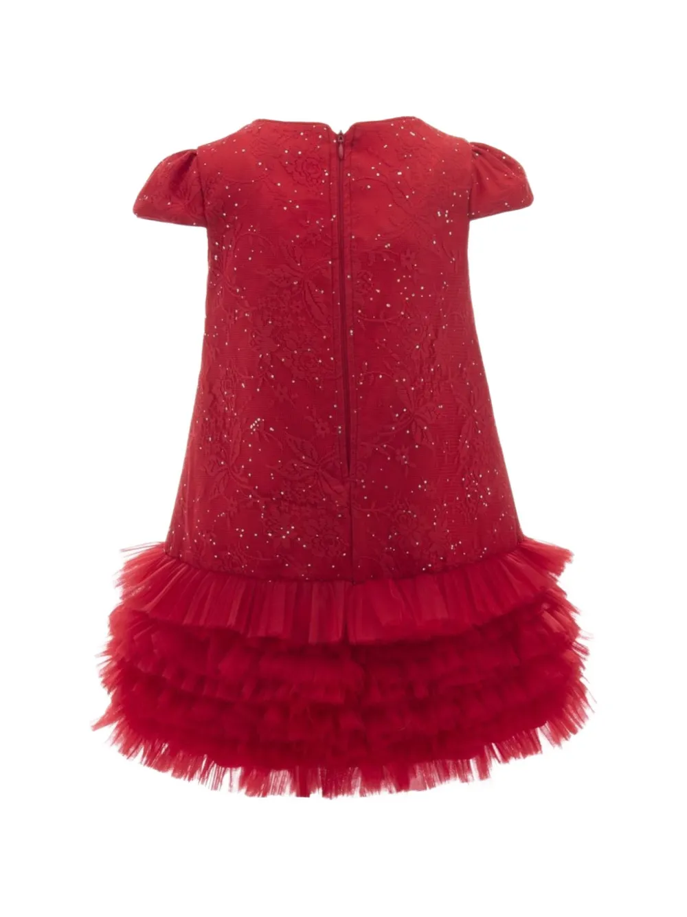 Tulleen Empire jurk met glitter Rood
