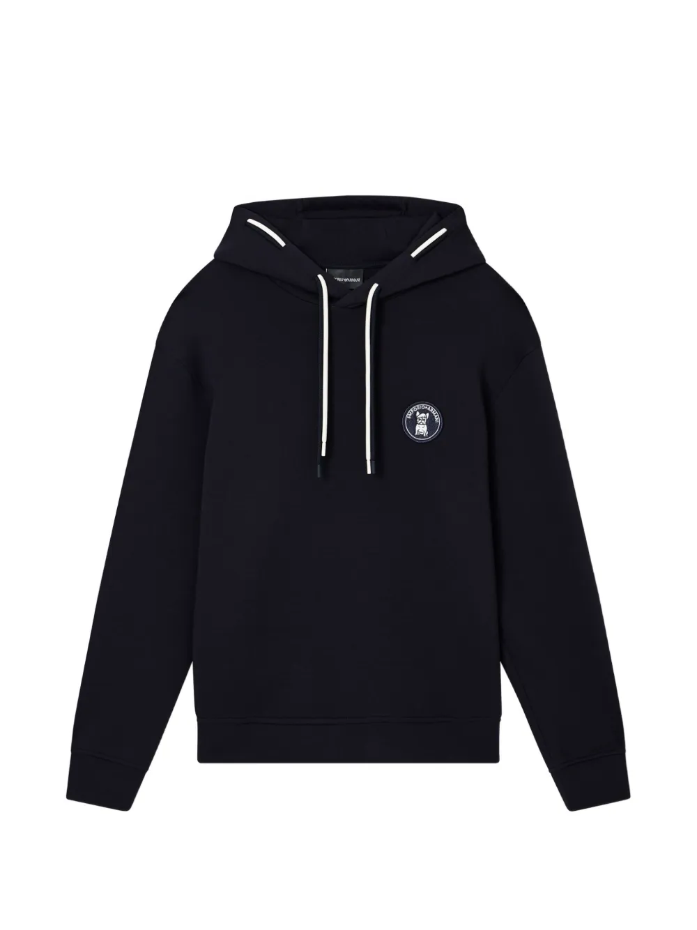 Emporio Armani drawstring logo-patch hoodie - Blau