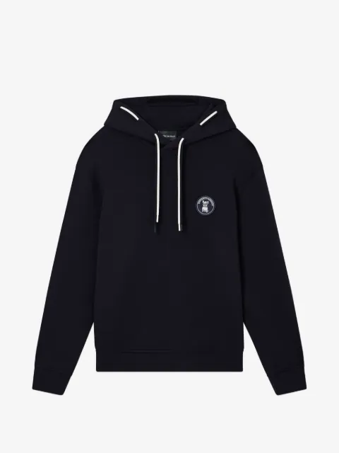 Emporio Armani drawstring logo-patch hoodie
