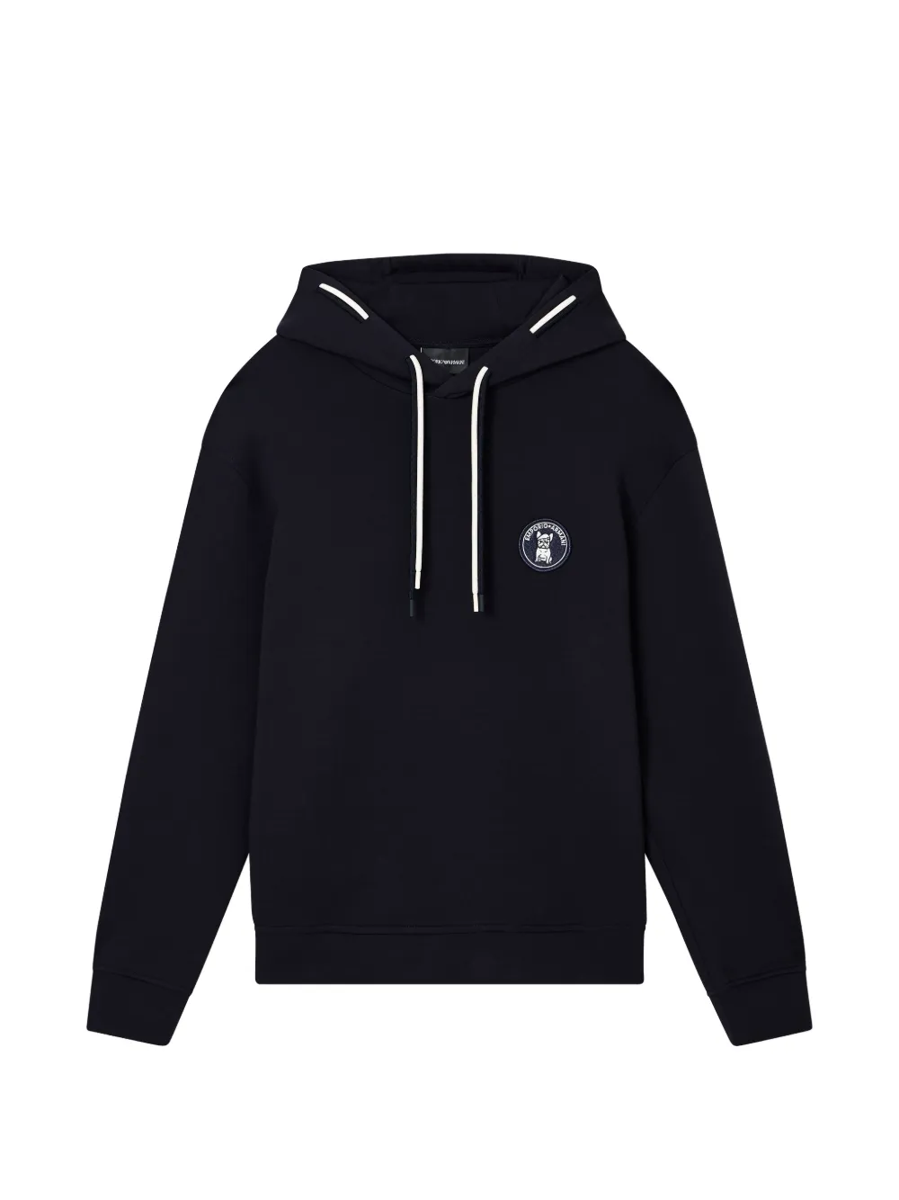 Emporio Armani drawstring logo-patch hoodie - Blu