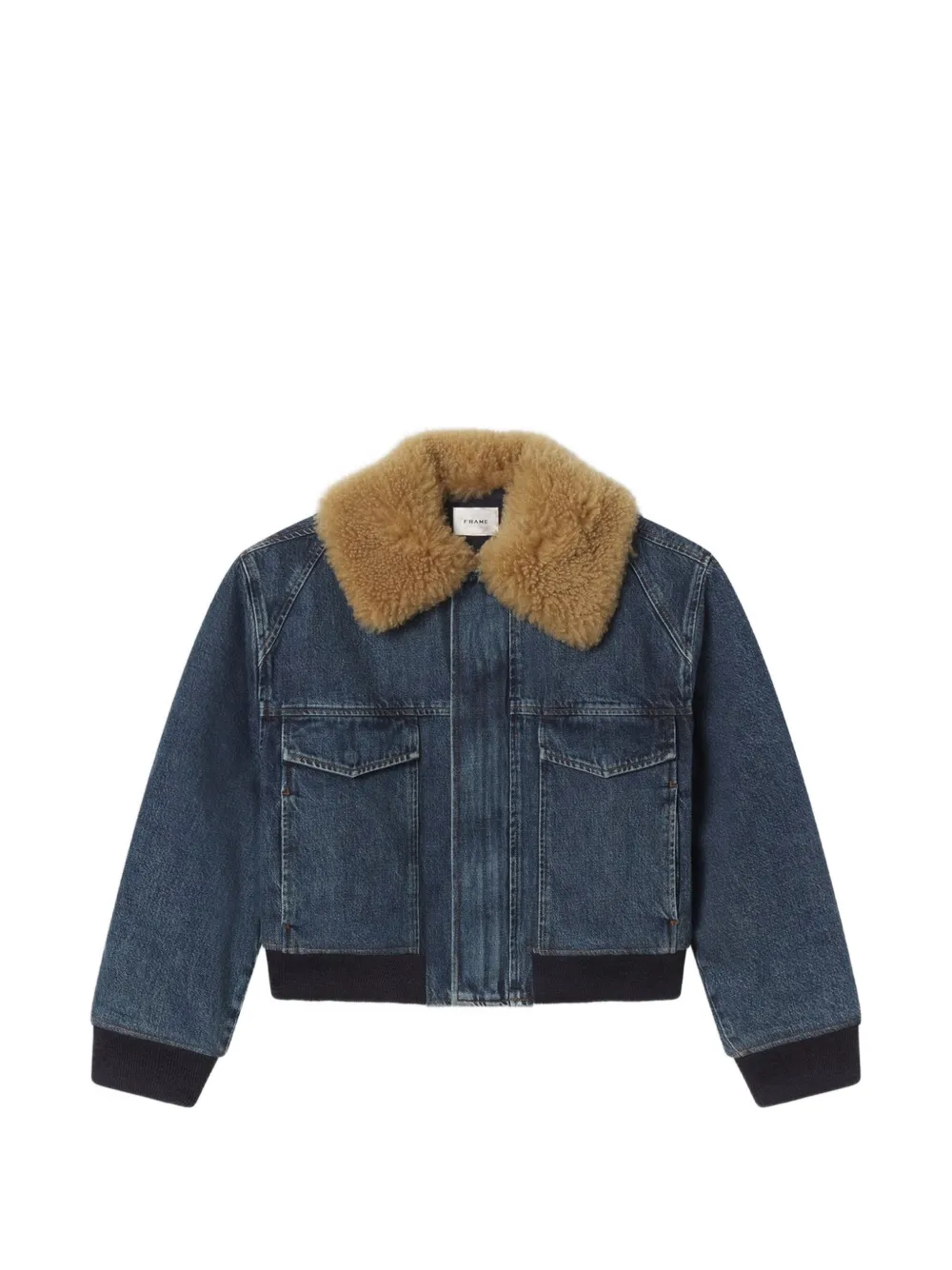Frame Shearling-collar Jacket In Blue