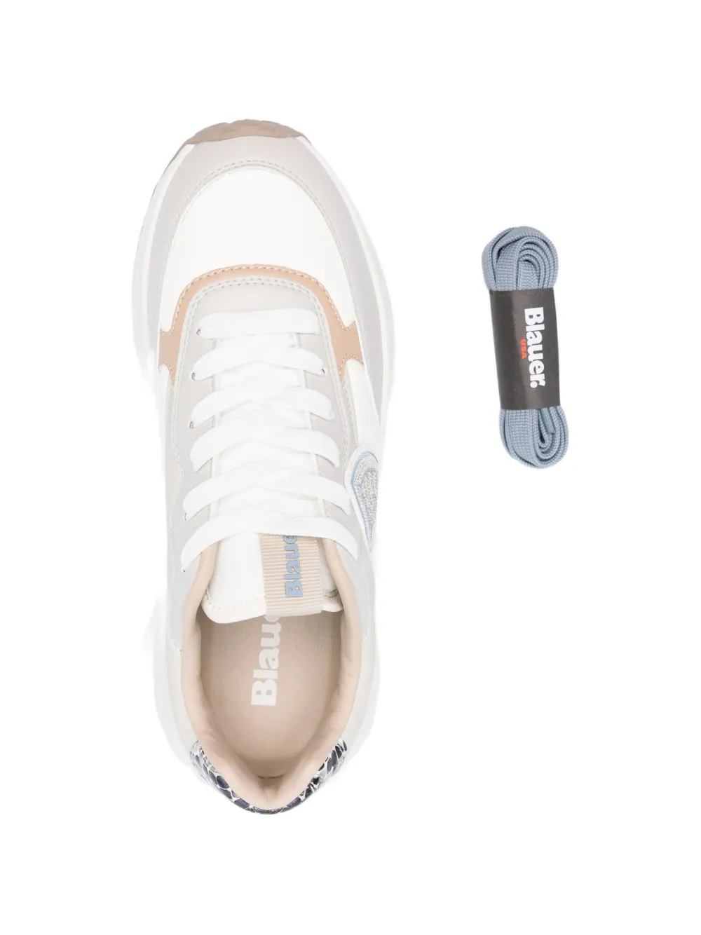 Blauer Sneakers met applicatie Beige