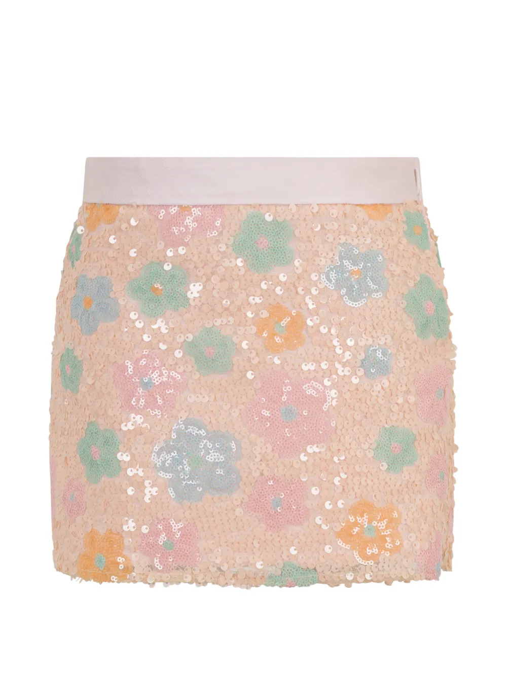 Simonetta Kids' Floral Sequin Skirt In Pink