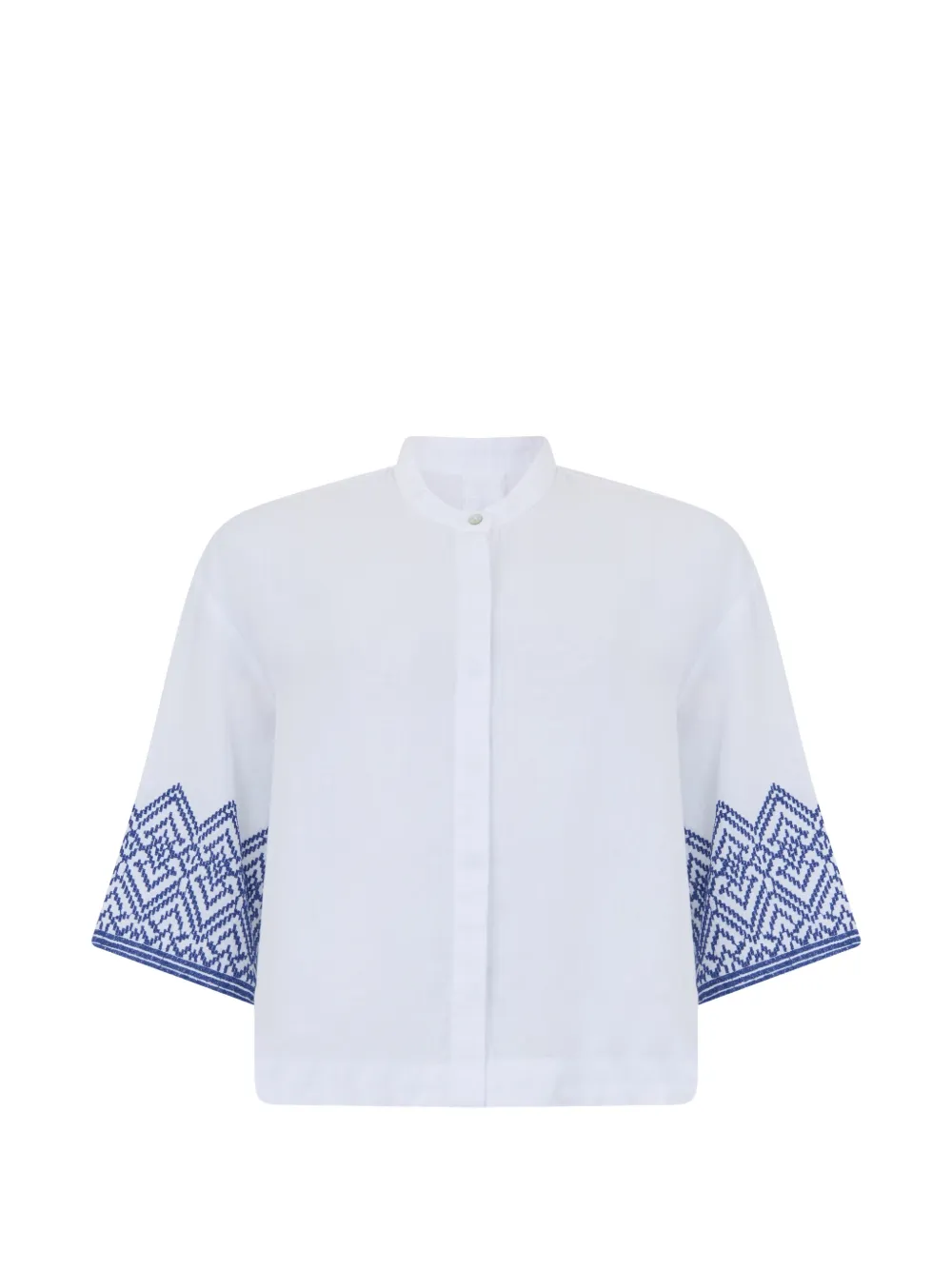 120% Lino embroidered shirt - Bianco