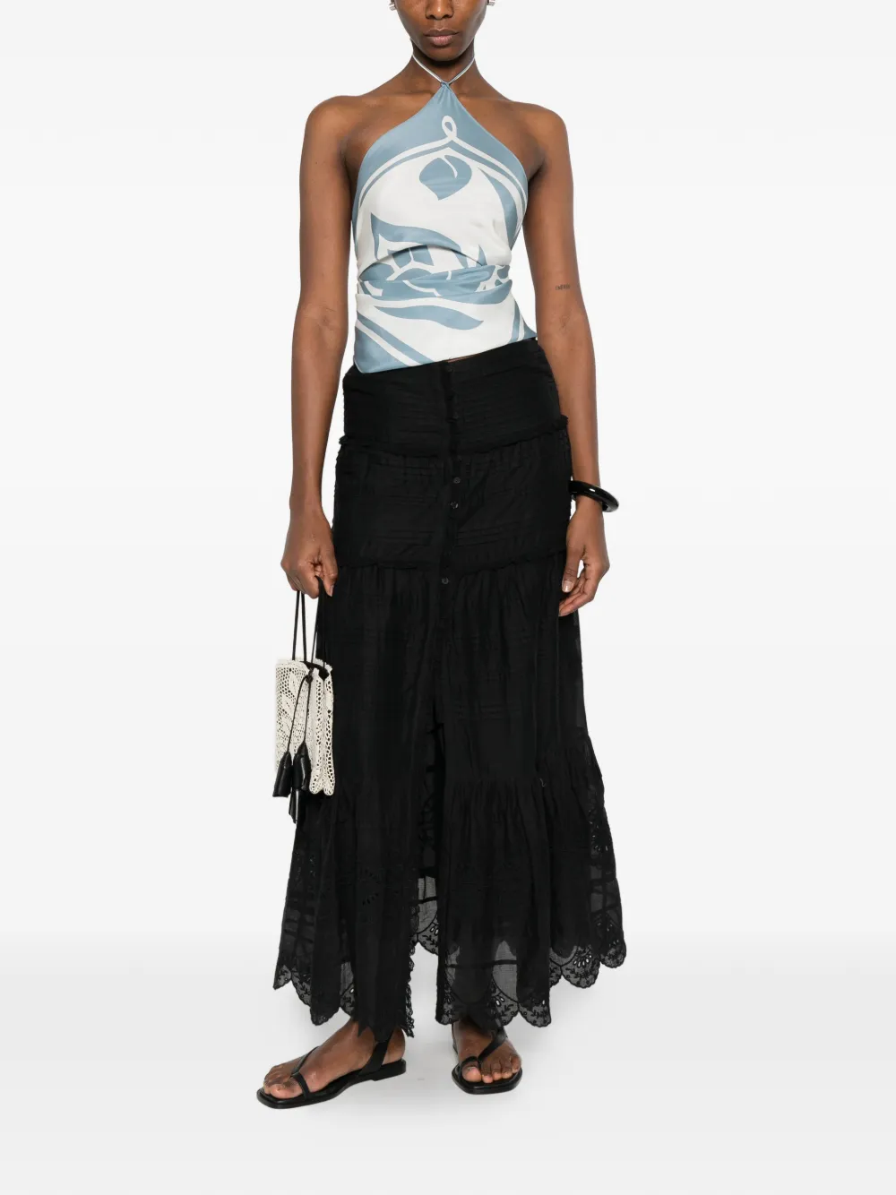 Paoline Tiered-Deisgn Lace Skirt