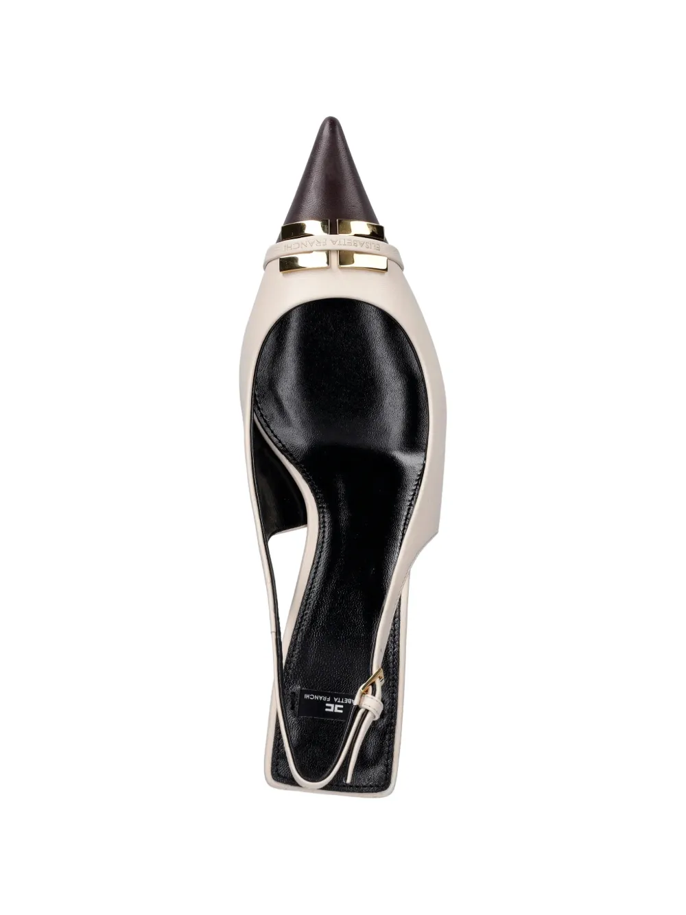 Elisabetta Franchi logo leather slingback pumps Beige