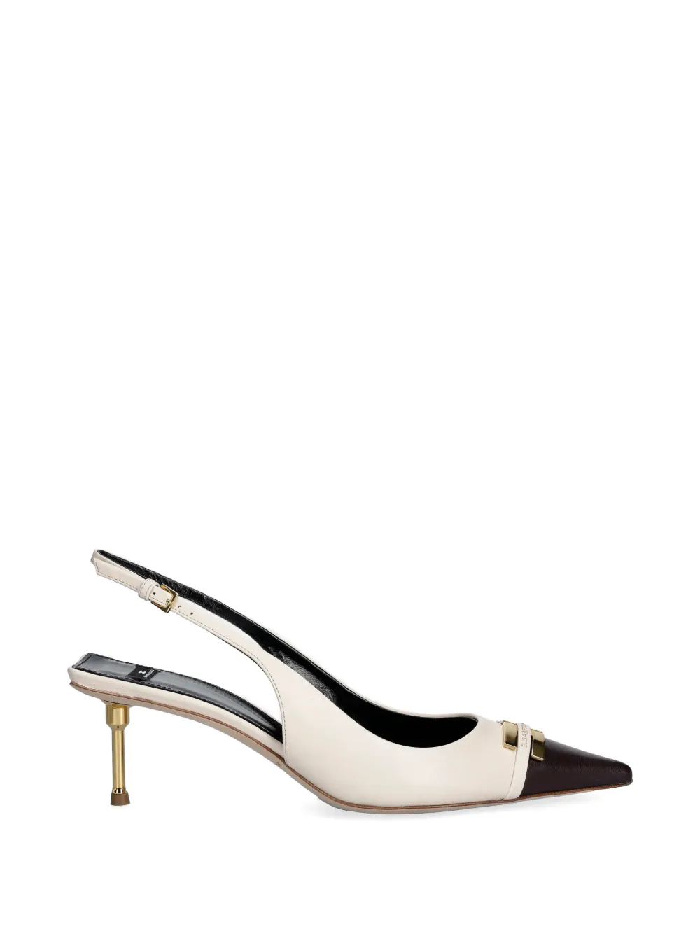 Elisabetta Franchi logo leather slingback pumps Beige