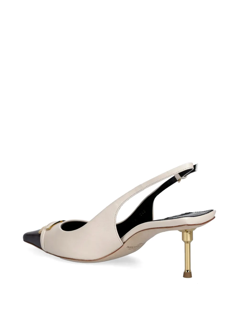 Elisabetta Franchi logo leather slingback pumps Beige