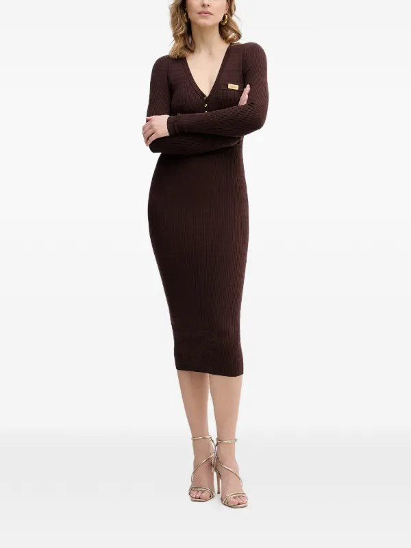 Elisabetta Franchi micro-braided Dress In Knit Fabric | Brown