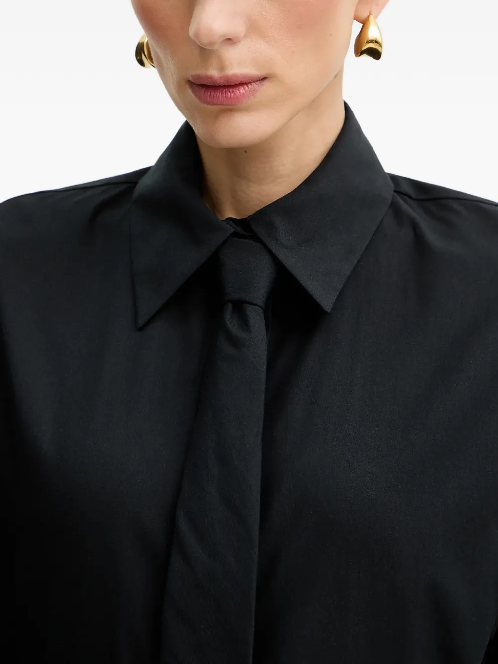 Elisabetta Franchi Blouse met geborduurde manchetten en strikdetail Zwart