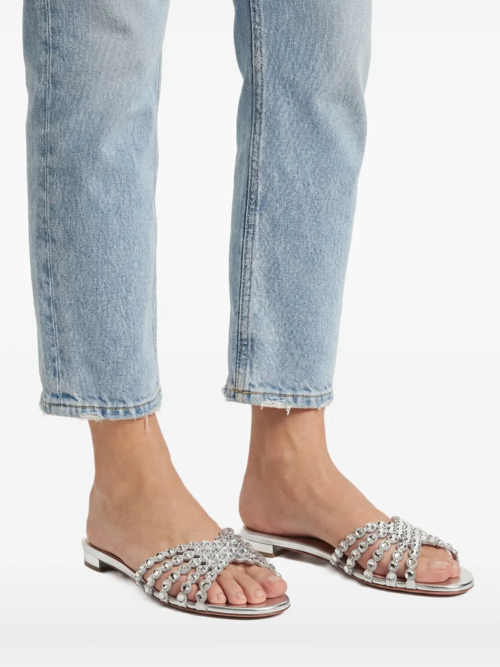 Aquazzura Tequila verfraaide sandalen Zilver