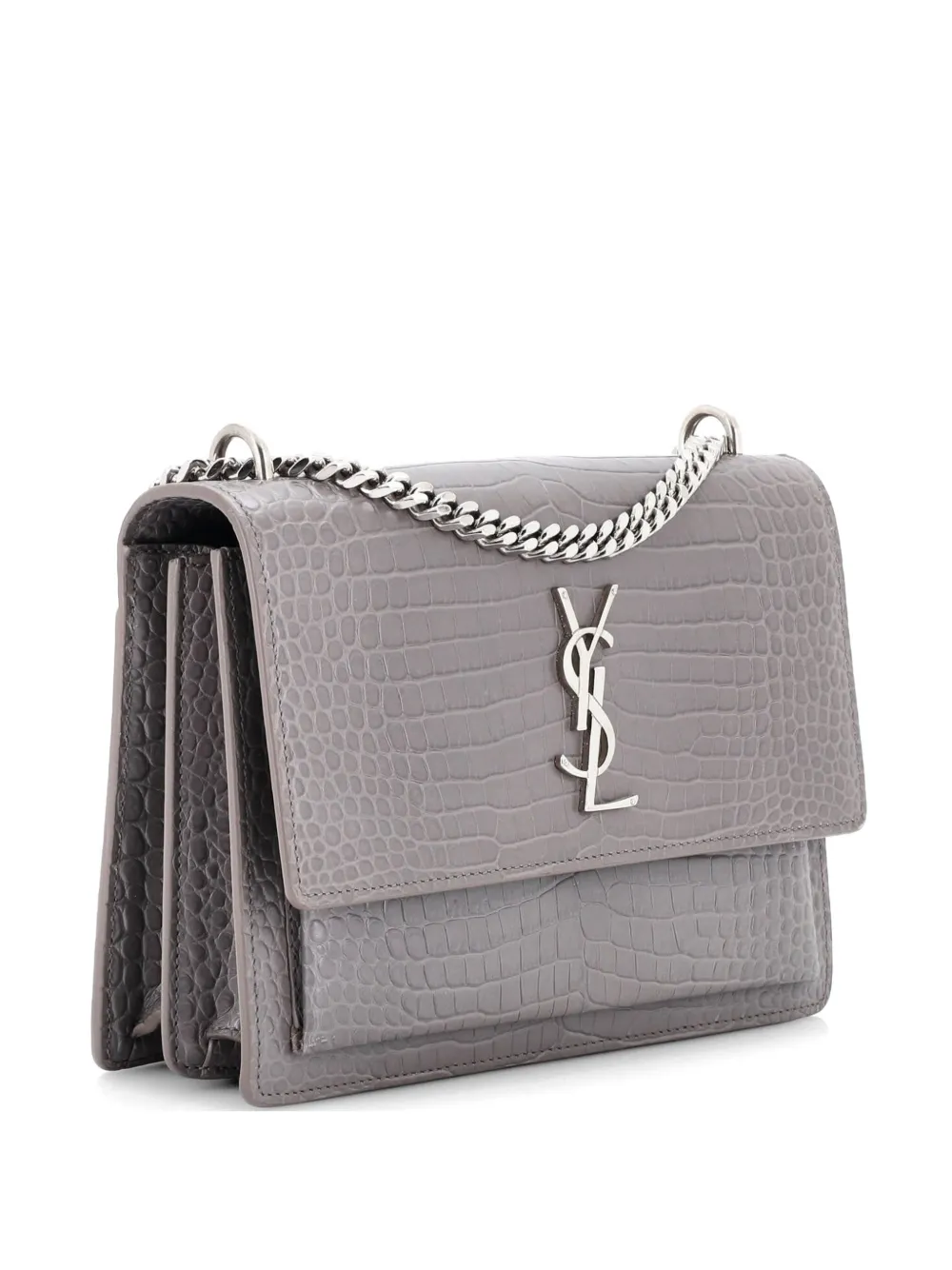 Saint Laurent Pre-Owned Sunset Crocodile Embossed Leather Medium crossbody bag - Grigio