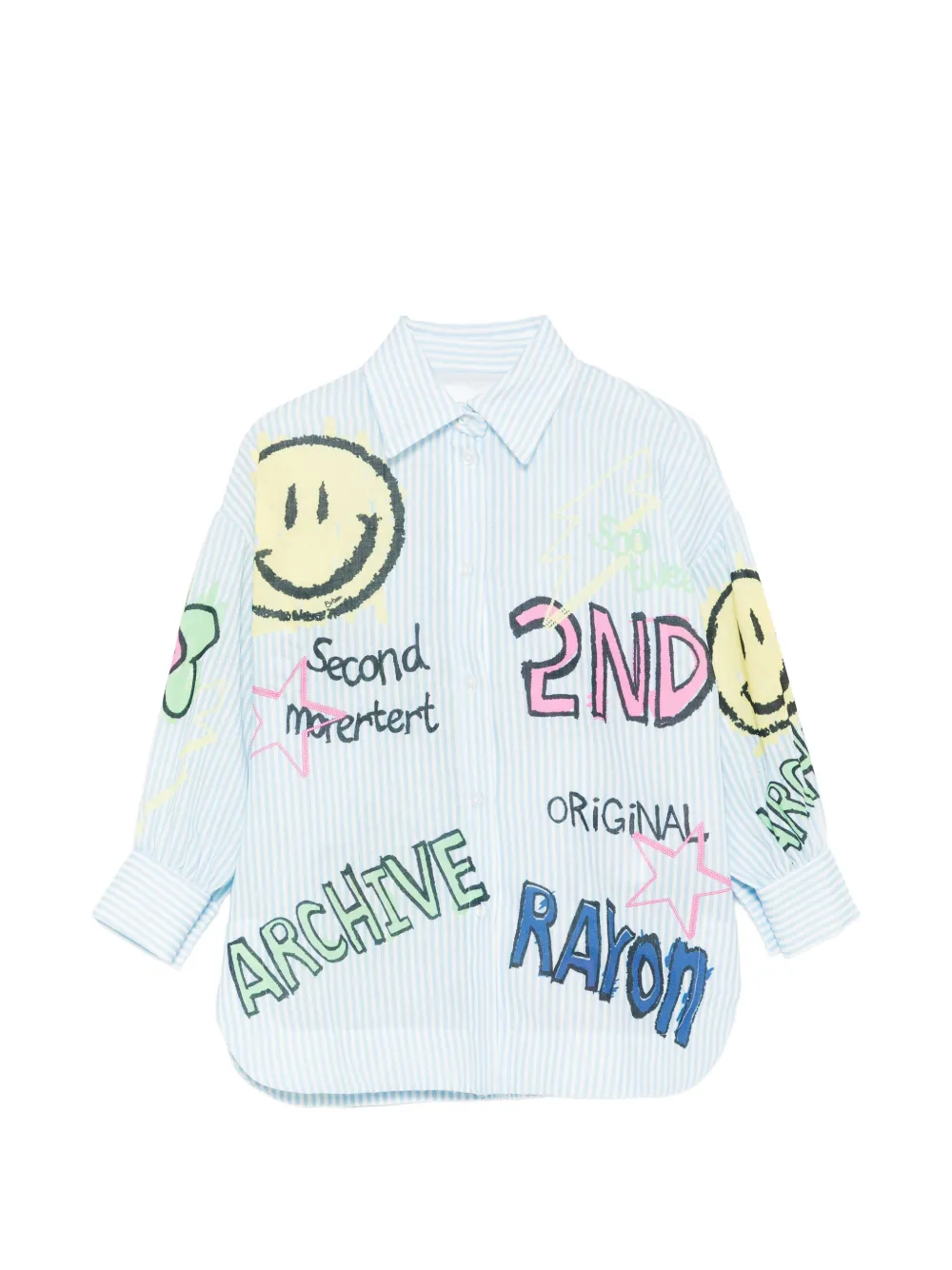 Miss Grant Kids striped-pattern graphic shirt - Blau