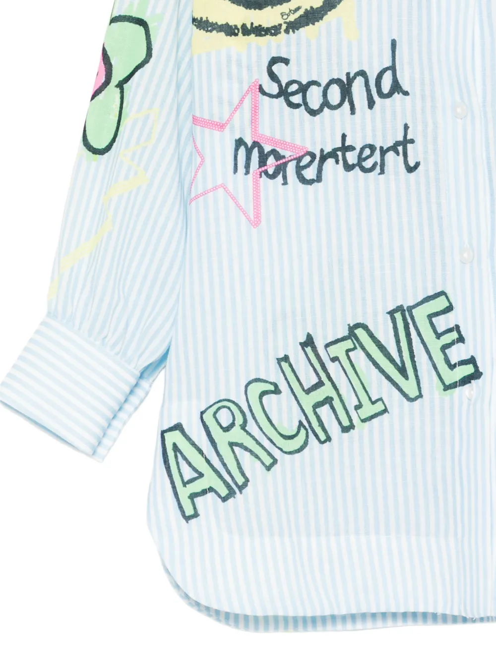  Miss Grant Kids Striped-pattern Graphic Shirt - Blue 
