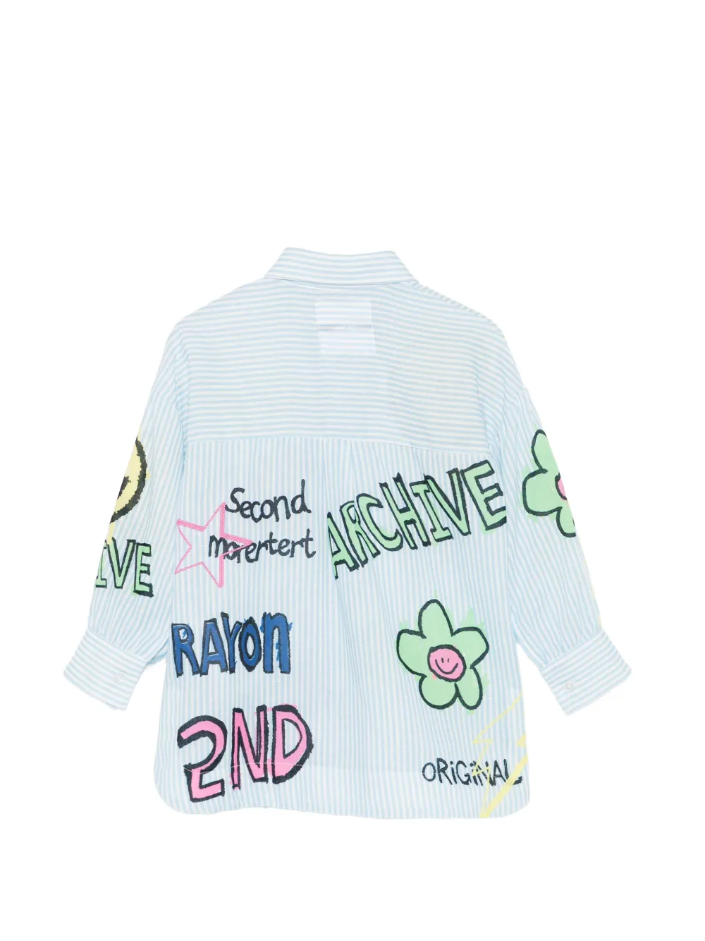  Miss Grant Kids Striped-pattern Graphic Shirt - Blue 