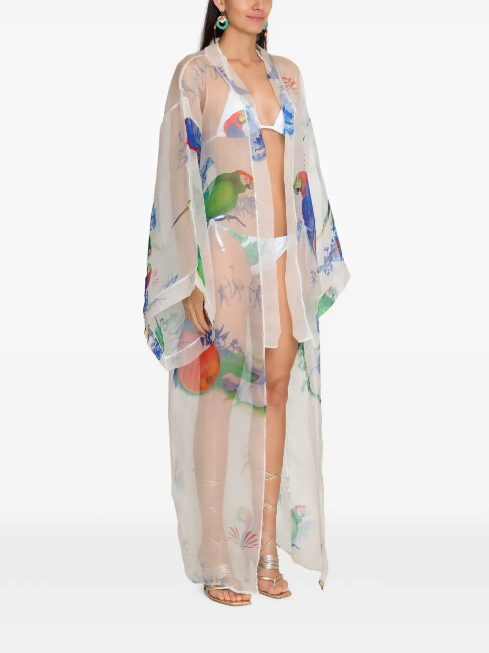 Amir Slama Tuniek met bloemenprint Wit
