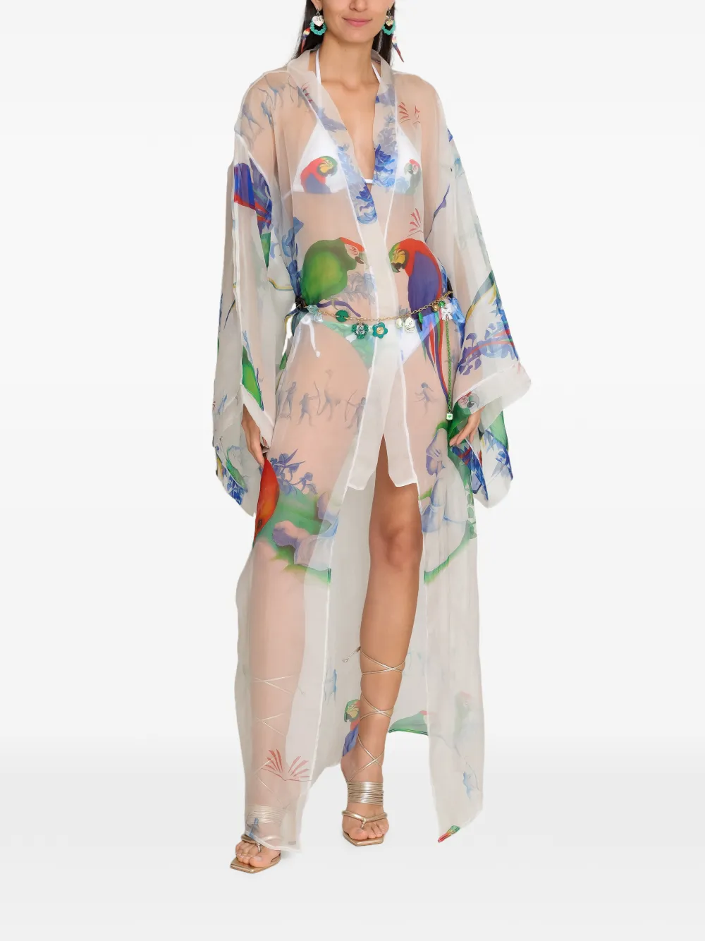 Amir Slama Tuniek met bloemenprint Wit