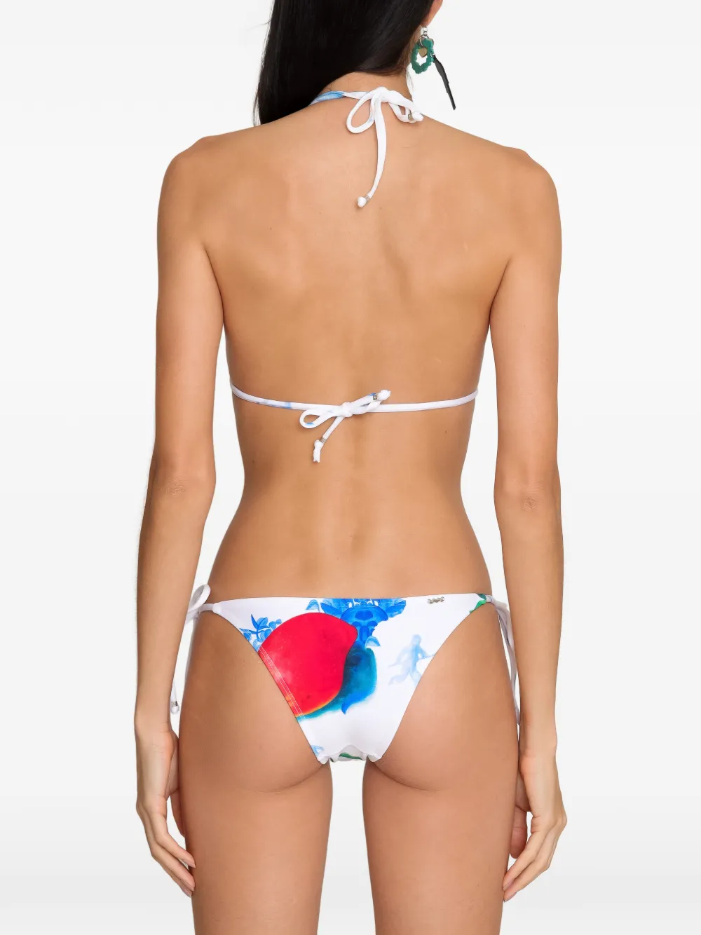 Amir Slama Bikini met print en gestrikte zijkant Wit