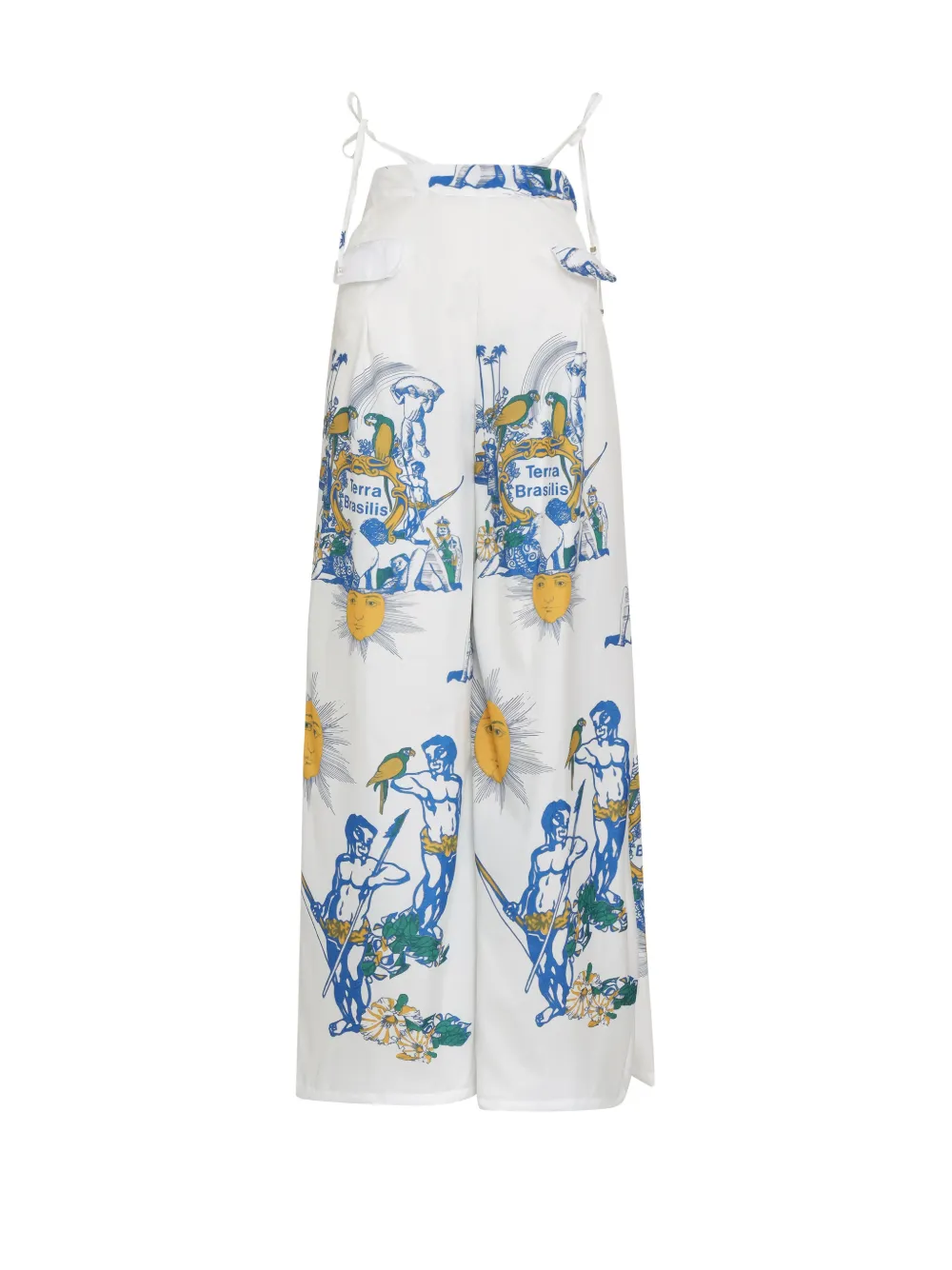 Amir Slama tie-straps graphic-print trousers - Bianco