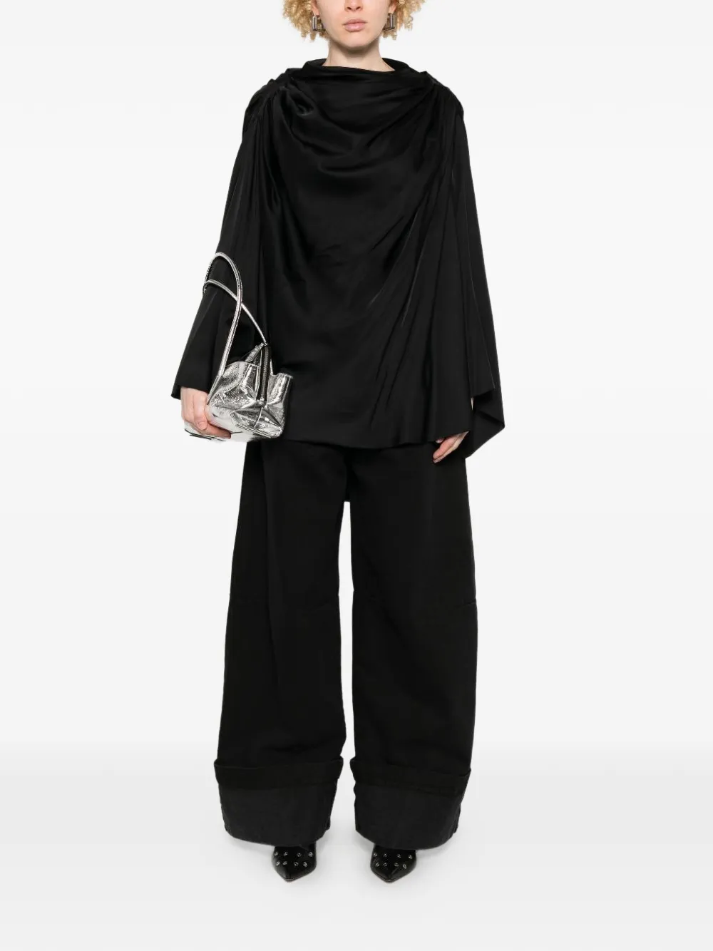 Rick Owens Gedrapeerde top met knopen Zwart